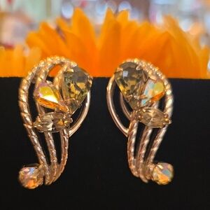 Stunning Hobe' Smoky Topaz & Clear Rhinesone Climbers